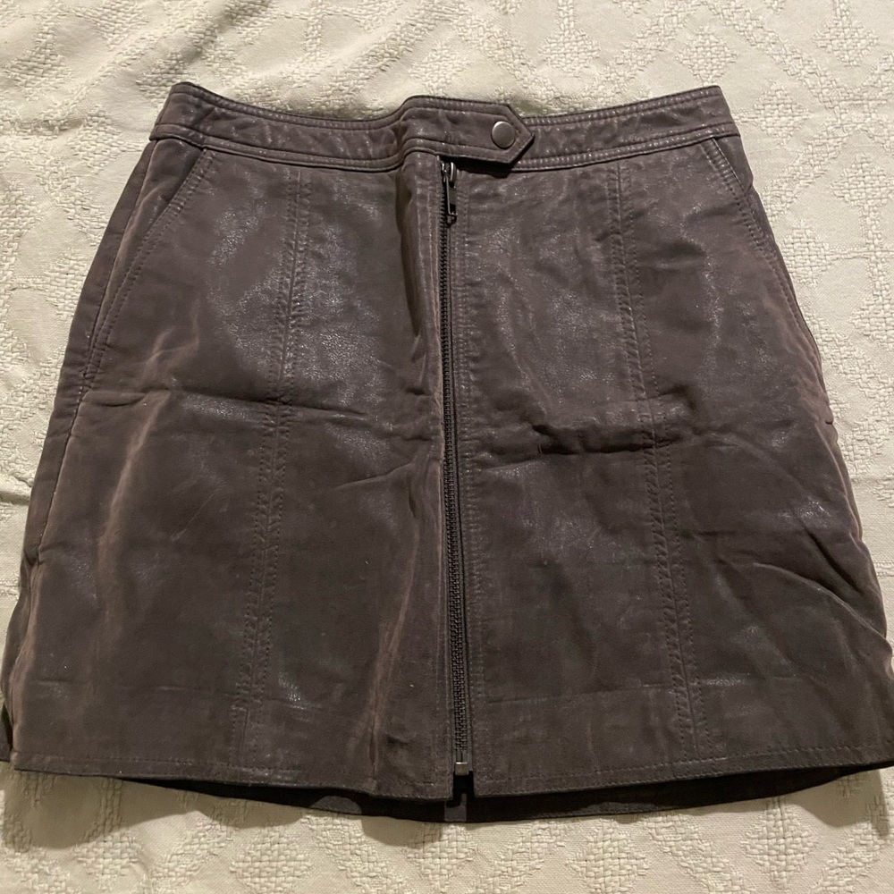 FREE PEOPLE SHIMMERY LEATHER MINI SKIRT